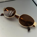 Metallic High-End Full-Sided Oval-Shaped Sunglasses, a Retro, Simple and Fashionable Daily Wear Item