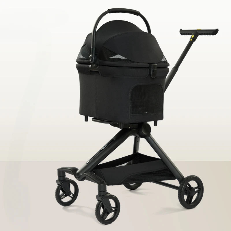 Lightweight Four-Wheel Pet Stroller Foldable Cat Stroller Portable Multifunctional Carrying Basket Outdoor Travel Pet Supplies