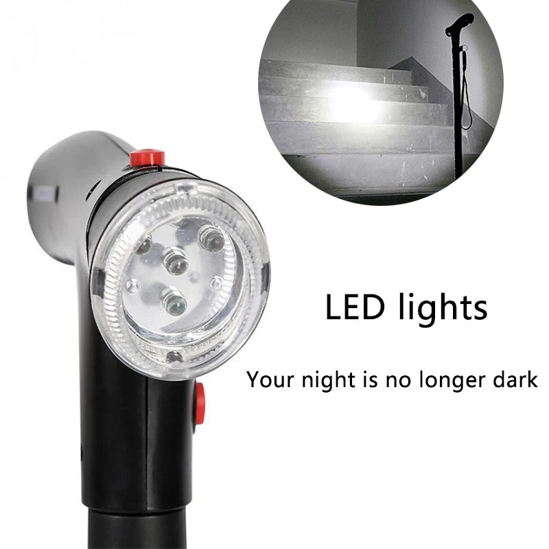 Foldable Telescopic Folding Walking Stickelderly Walking Aidtelescopic Foldable Rotating LED Lights Four Legs Walking Stick