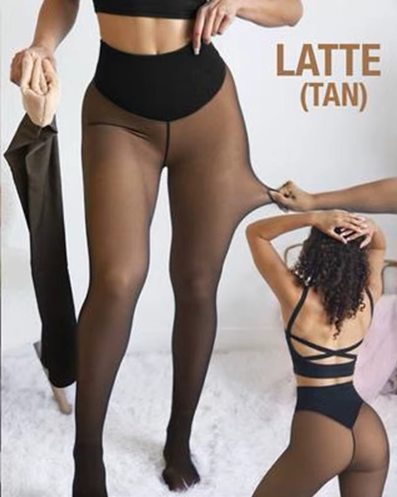Viral One Seam Compression Band Straight Pin Rigid Winter Thick Tights Pantyhose Seam Shaping Fleece Leggings Fur Stockings