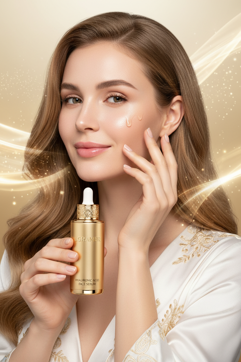 LGRAMER Hyaluronic Acid Face Serum - Golden Combination for Whitening and Anti-Aging, Reduces Wrinkles and Dark Spots