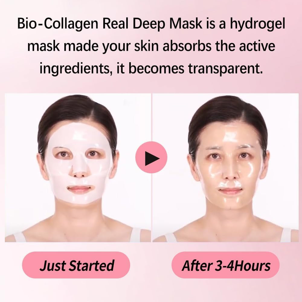 6PCS Skinqueen Bio Collagen Face Mask, Bio-Collagen Deep Mask, Korean Deep Hydrating Hydrating Firming Mask,Pure Collagen Hydrating Overnight Mask, Pore Minimizing, Elasticity Improvement