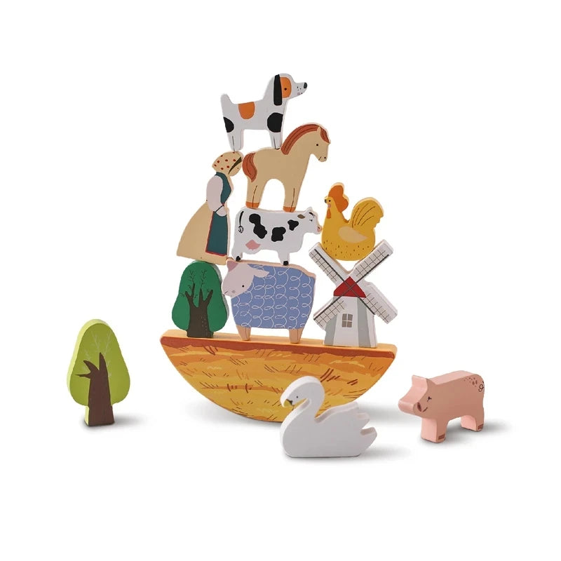 Montessori Sensory Stacking Toys for Infants - Wooden Forest House Replicas for Early Childhood Education and Play