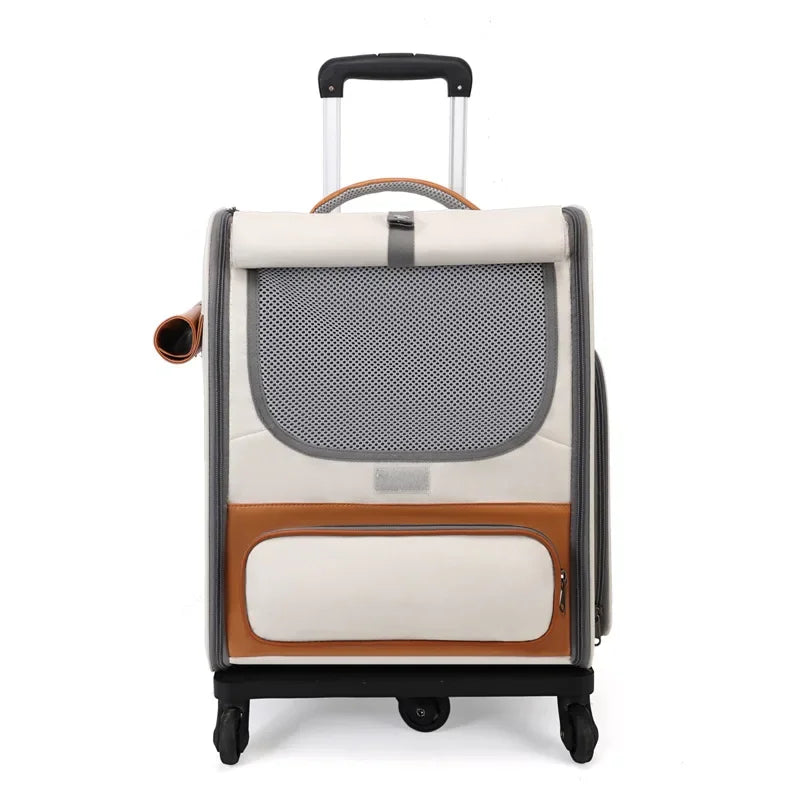 Pet Trolley Box Breathable Foldable Cat Bag Large Capacity Travel Portable Wheel Trolley Bag Pet Carriers Products Accessories