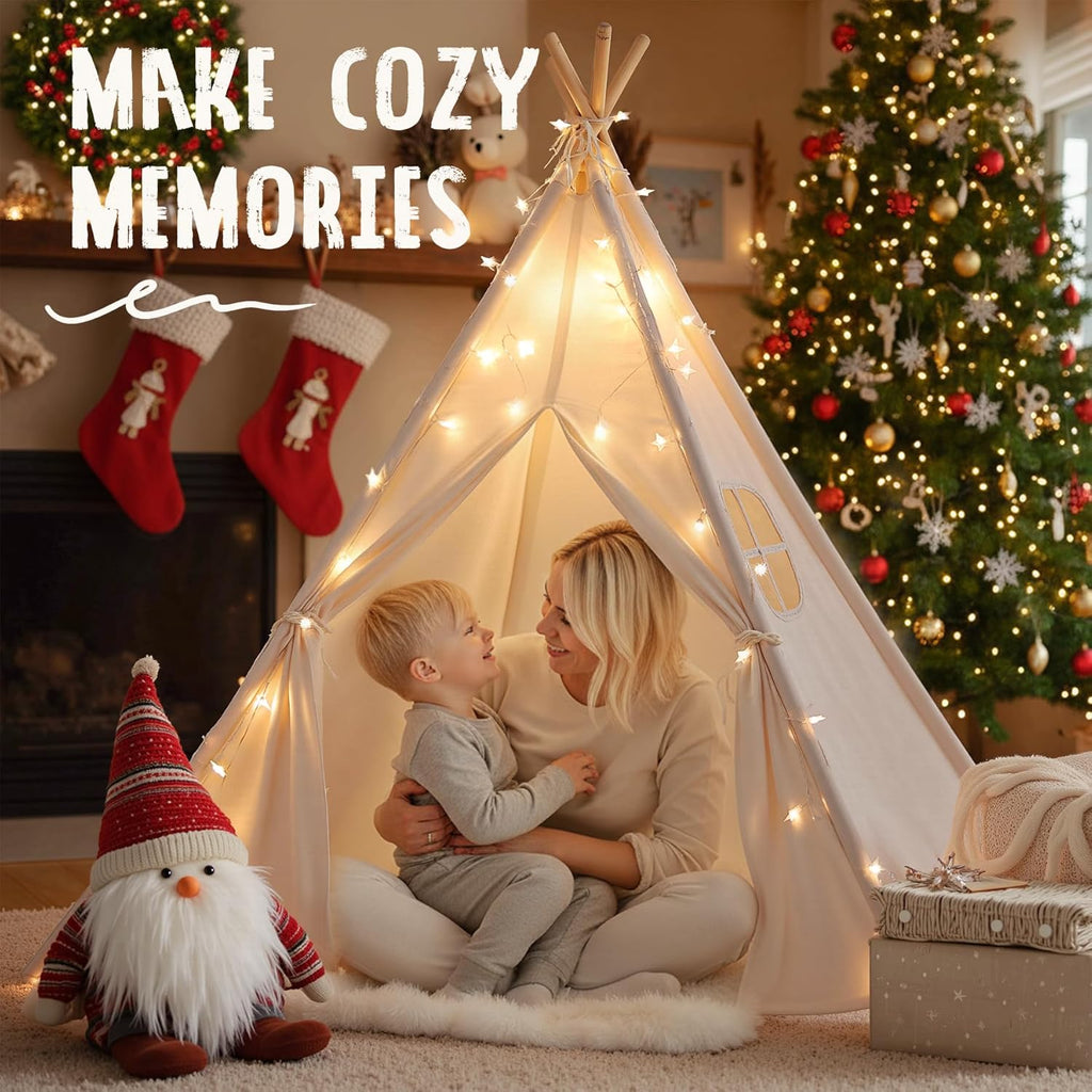 Indoor Teepee Tent for Children - Washable Toddler Play Tent for Sleepovers - Foldable Playhouse Gift for Boys and Girls