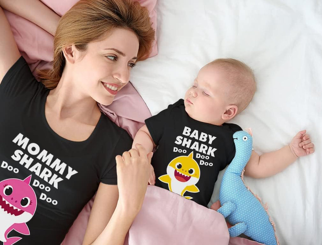Mother and Child Matching Shark-Themed Outfits - Ideal Gifts for Moms and Their Children