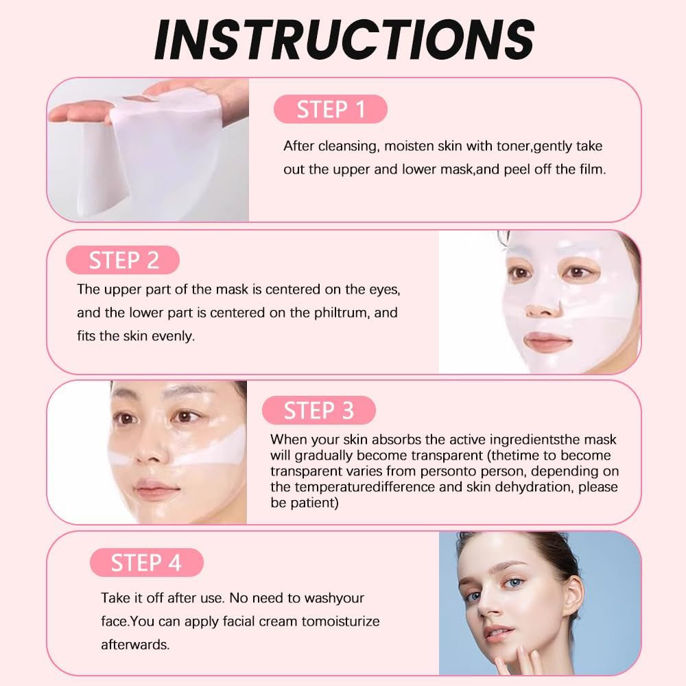 6PCS Skinqueen Bio Collagen Face Mask, Bio-Collagen Deep Mask, Korean Deep Hydrating Hydrating Firming Mask,Pure Collagen Hydrating Overnight Mask, Pore Minimizing, Elasticity Improvement