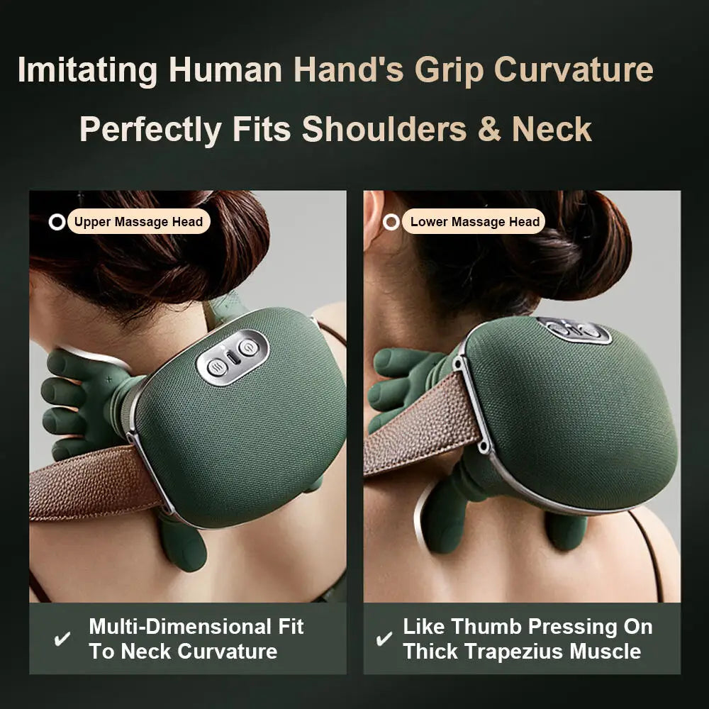 2 In1 Neck Back Massage Bionic Shoulder Massage Pillow Heated Knead Cervic Body Fatigue Relief Relax Muscle Gifts for Female/Man