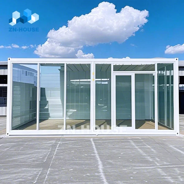 Modular Prefab 20ft Portable Mobile bar Home Office Coffee Shop Cafe Cabin Tiny House Prefabricated Glass Container House