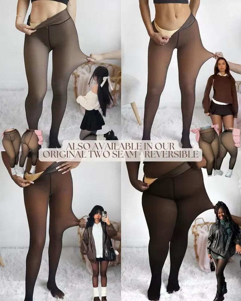 Viral One Seam Compression Band Straight Pin Rigid Winter Thick Tights Pantyhose Seam Shaping Fleece Leggings Fur Stockings
