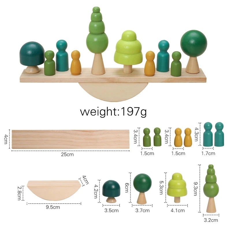 Montessori Sensory Stacking Toys for Infants - Wooden Forest House Replicas for Early Childhood Education and Play