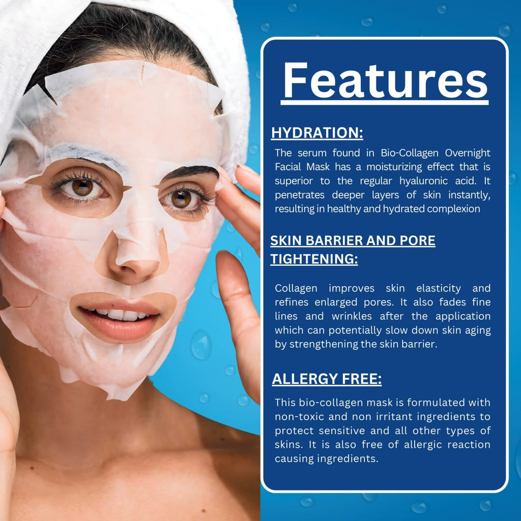 Bio-Collagen Real Deep Mask, Hydrating Overnight Hydrogel Mask, Pore Minimizing