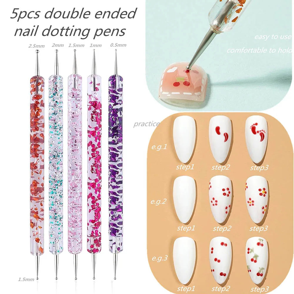 12Pcs Nail Art Brushes, Nail Art Tool Set, Dotting Tools, Dust Brush,Striping Brushes for Long Lines, Drawing Pen for Gel Polish