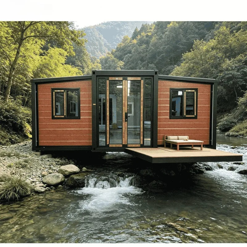 Portable Living Container Tiny House 20ft Foldable Prefab Mobile Modular Office Home Expandable Steel Frame