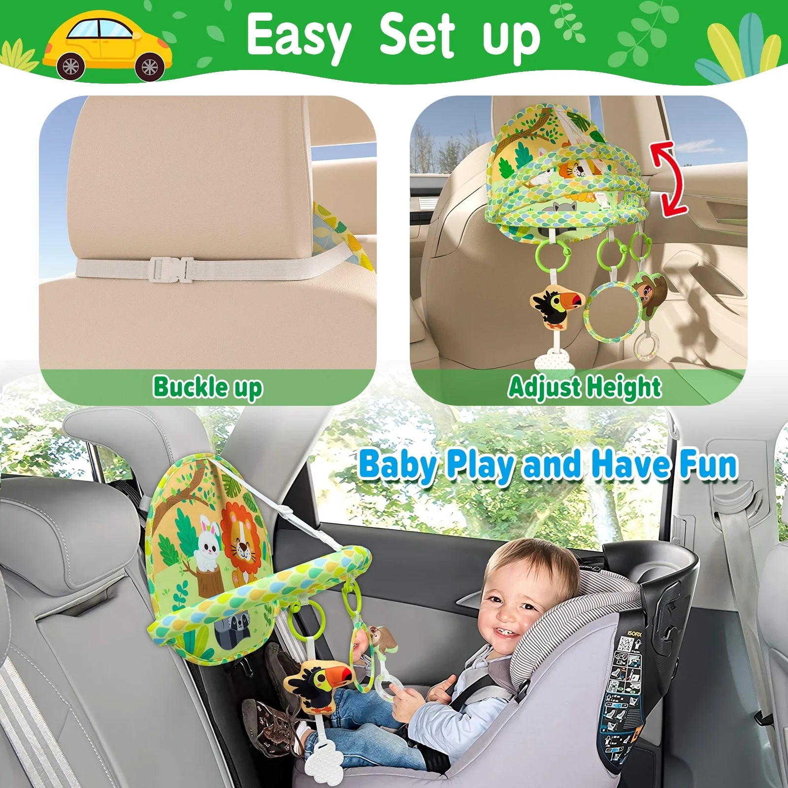 Rear-Facing Baby Car Seat Activity Toy - Double-Sided Travel Entertainment for Infants 0-12 Months