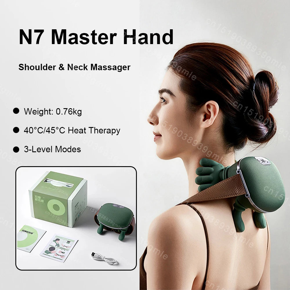 2 In1 Neck Back Massage Bionic Shoulder Massage Pillow Heated Knead Cervic Body Fatigue Relief Relax Muscle Gifts for Female/Man