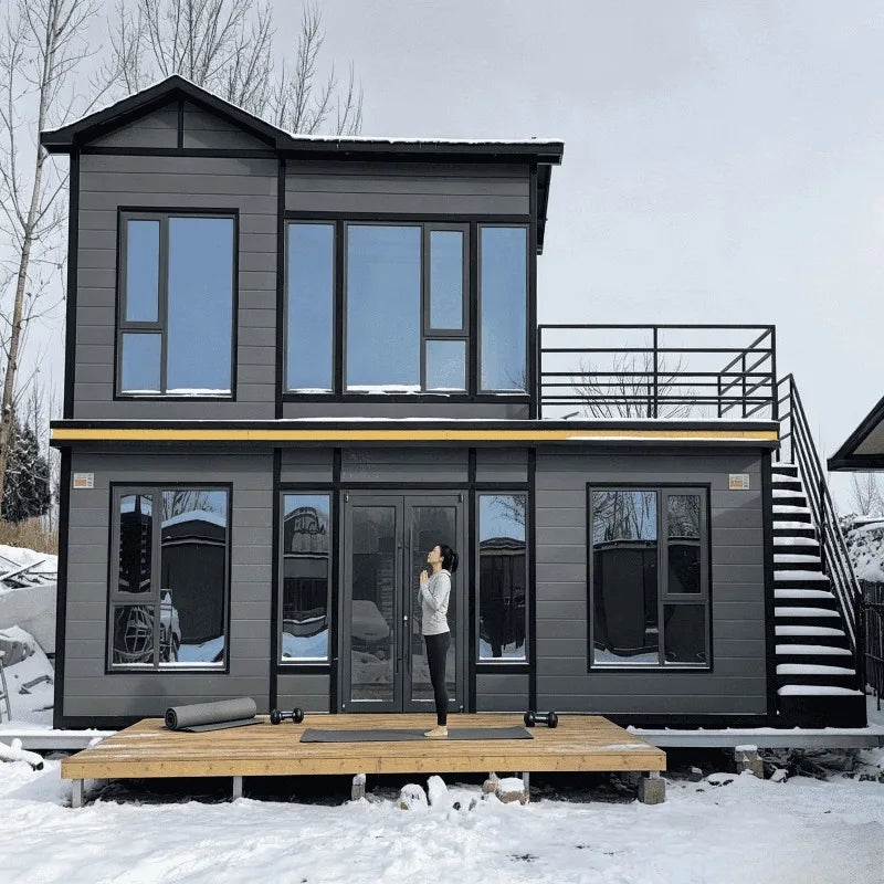 Portable Living Container Tiny House 20ft Foldable Prefab Mobile Modular Office Home Expandable Steel Frame
