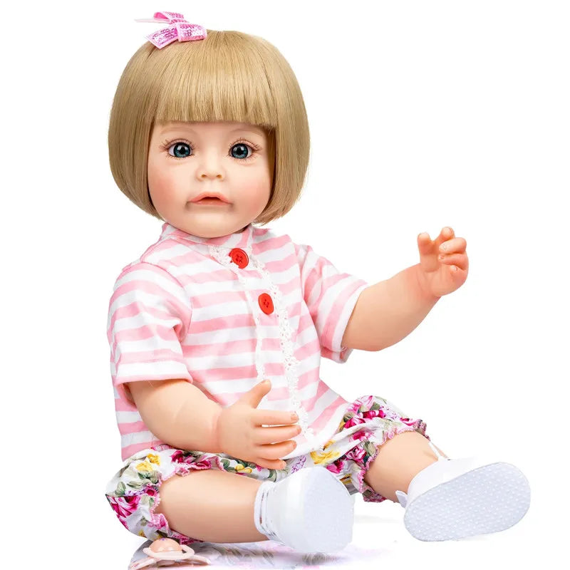Golden Hair for 48-58Cm Reborn Doll Sticked Long Hair Wig Fits19--23Inch Silicone Reborn Baby Dolls Curl Hair DIY Doll Accessory