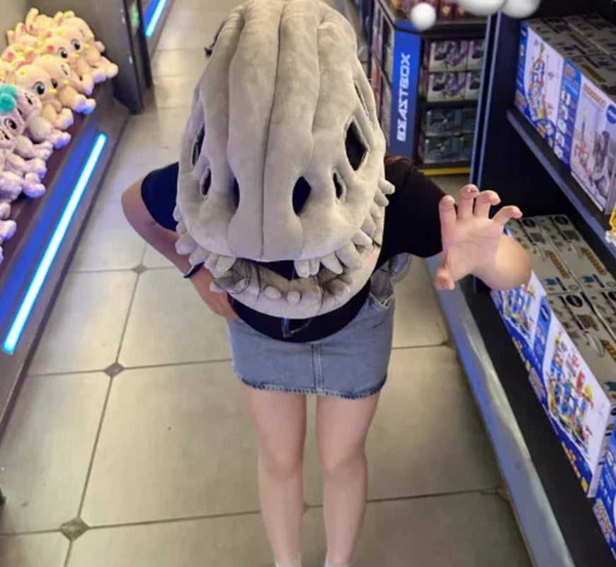 New Dinosaur Hat Celebrity-Style Plush Cartoon Skeleton Headgear Halloween Costume Plush Toy Funny Doll Soft Surprise Gift