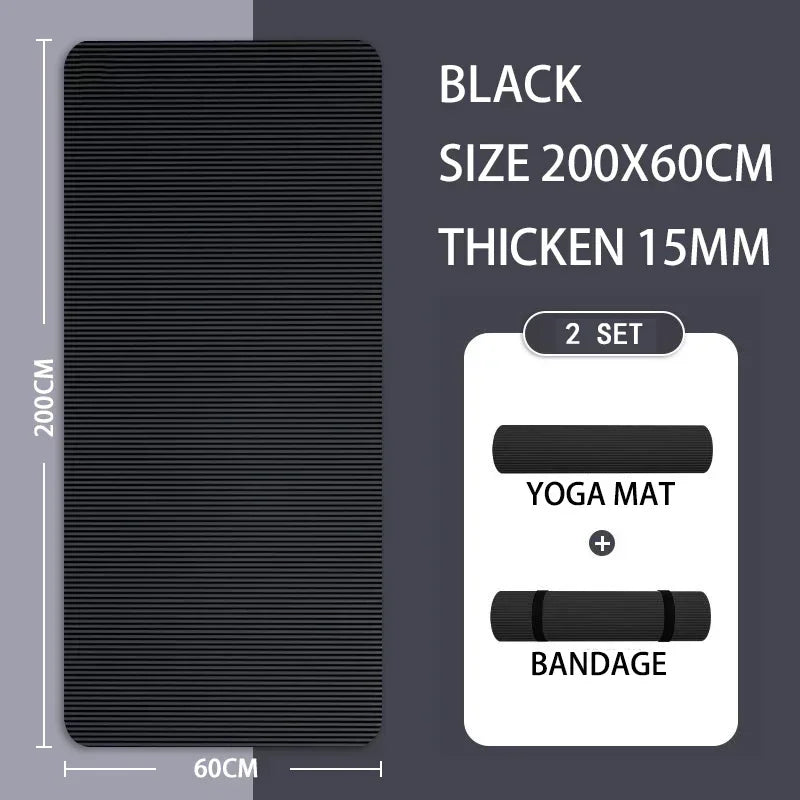 15Mm Thick Yoga Mat anti Slip Environmental Sports Fitness Mat NBR Comfortable Foam Yoga Mat for Family Exercise Yoga Pilates