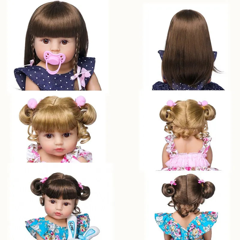 Golden Hair for 48-58Cm Reborn Doll Sticked Long Hair Wig Fits19--23Inch Silicone Reborn Baby Dolls Curl Hair DIY Doll Accessory