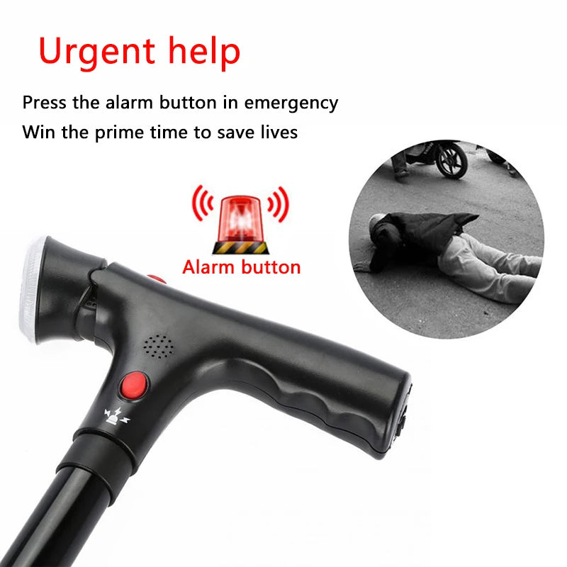 Foldable Telescopic Folding Walking Stickelderly Walking Aidtelescopic Foldable Rotating LED Lights Four Legs Walking Stick